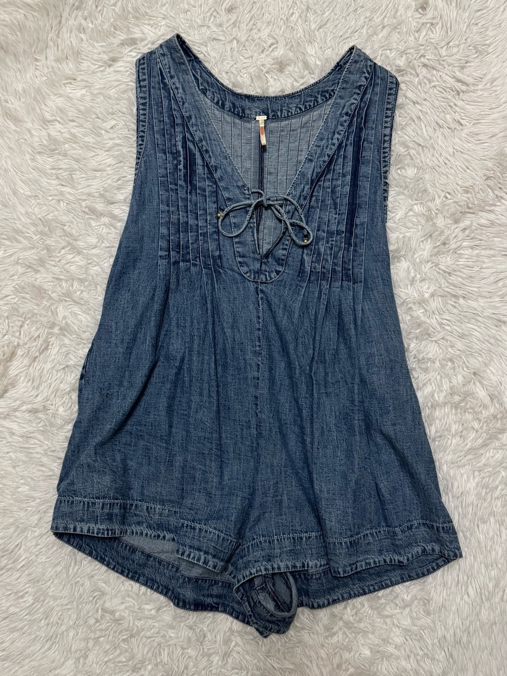 Free People Denim Romper with Pintuck Front Free People Webster Romper